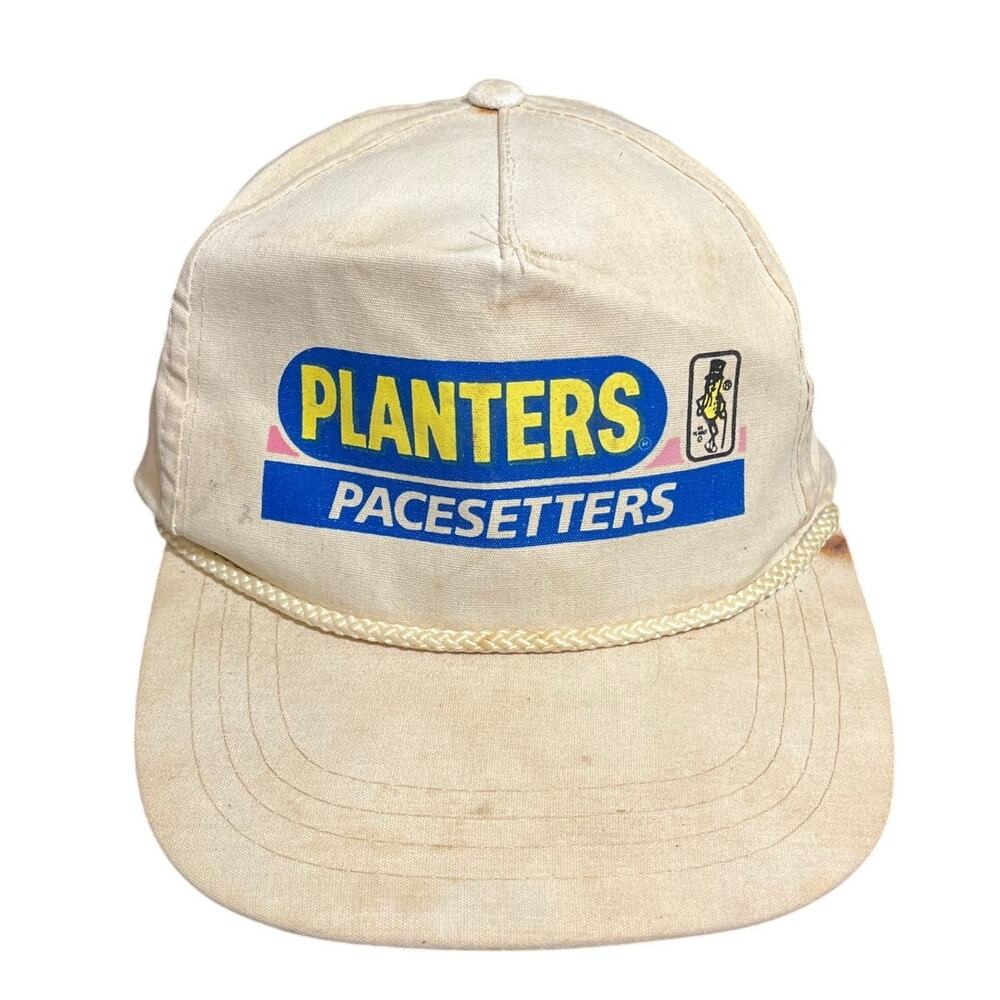 Vintage 90's Planters Racing Team Rope Hat White‎ Snapback One Size